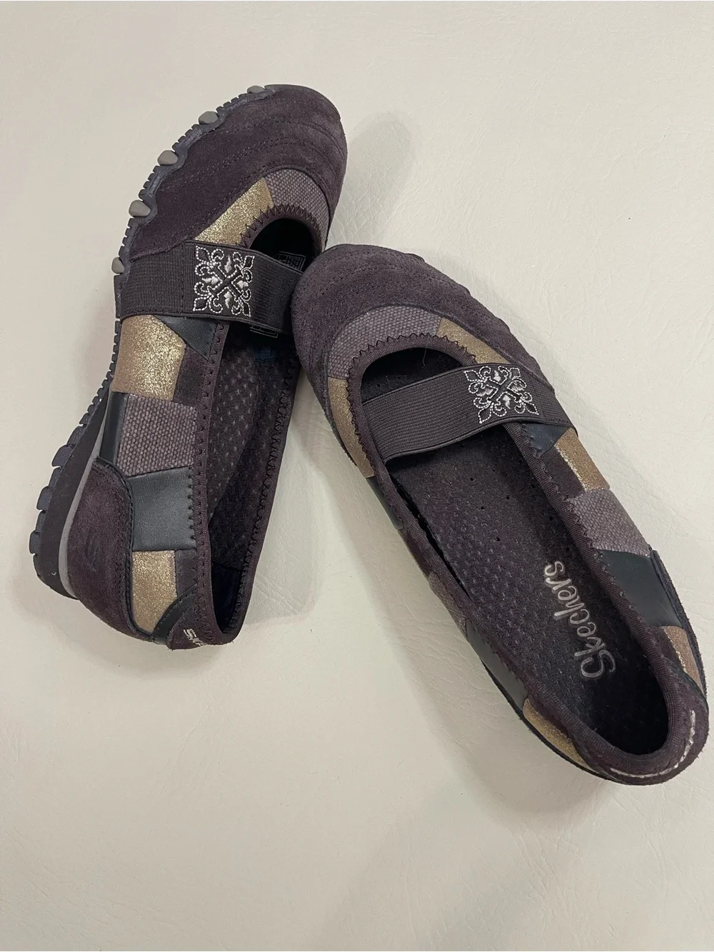 Skechers Brown Patchwork Biker Mary Jane Shoes Sz 6.5 - Picture 7 of 8